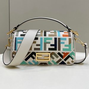 20230413_i1681380354_6980_0_jpg BAGUETTE CANVAS 27 BAG WHITE STRAP WITH MULTICOLOUR EMBROIDERY GOLD HARDWARE