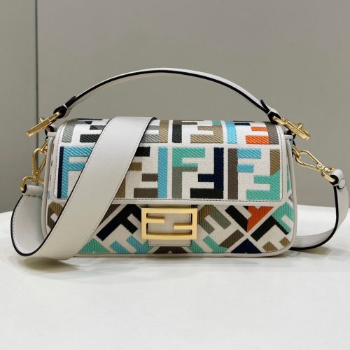 20230413_i1681380354_6980_0_jpg BAGUETTE CANVAS 27 BAG WHITE STRAP WITH MULTICOLOUR EMBROIDERY GOLD HARDWARE