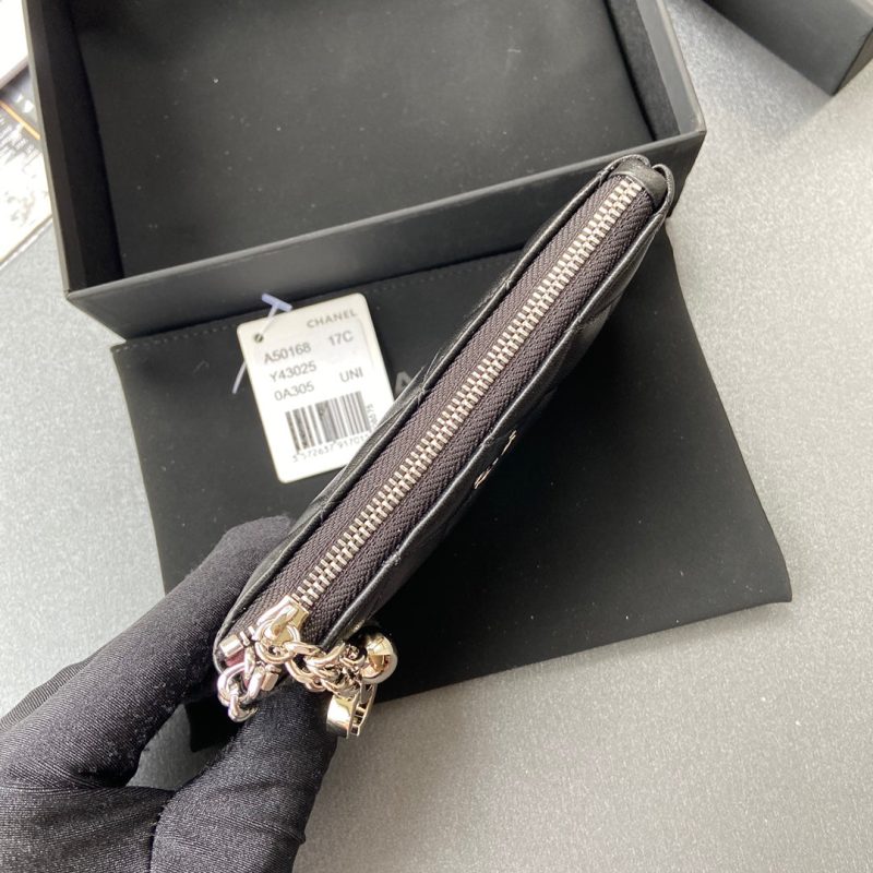 CC A50168 Keyring Cardholder Black Sheepskin Sliver Steel 229703