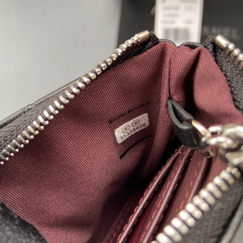 CC A50168 Keyring Cardholder Black Sheepskin Sliver Steel 229703