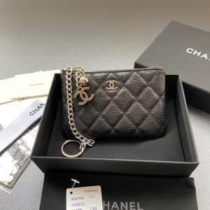 CC A50168 Keyring Cardholder Black Caviar Sliver Steel 229707