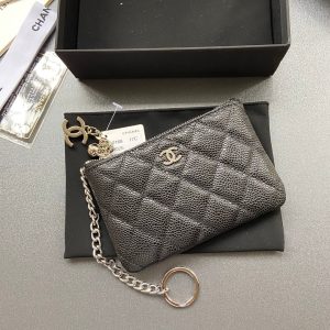 CC A50168 Keyring Cardholder Black Caviar Sliver Steel 229707