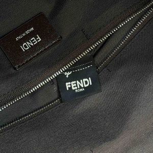 FendiI STRIKE 41 MEDIUM FF MOCHA BROWN JACQUARD FABRIC BACKPACK