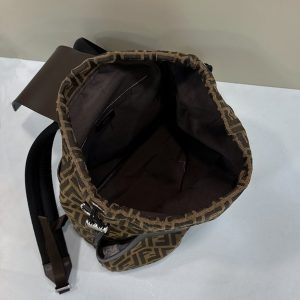 FendiI STRIKE 41 MEDIUM FF MOCHA BROWN JACQUARD FABRIC BACKPACK