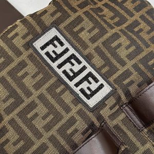FendiI STRIKE 41 MEDIUM FF MOCHA BROWN JACQUARD FABRIC BACKPACK