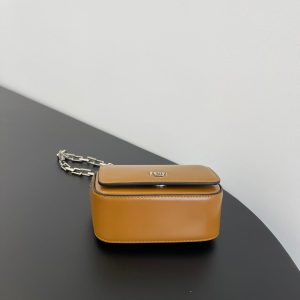 FendiI MINI FIRST SIGHT 13 BAG IN COPPER BROWN CALFSKIN WITH SILVER HARDWARE