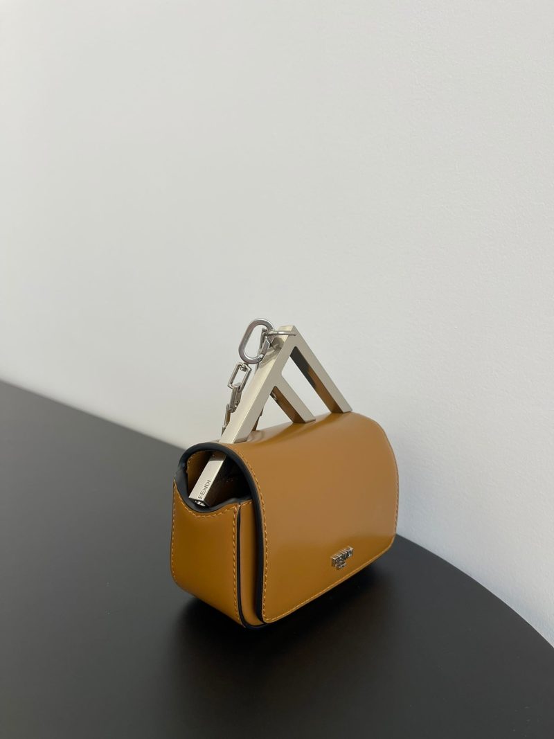 FendiI MINI FIRST SIGHT 13 BAG IN COPPER BROWN CALFSKIN WITH SILVER HARDWARE