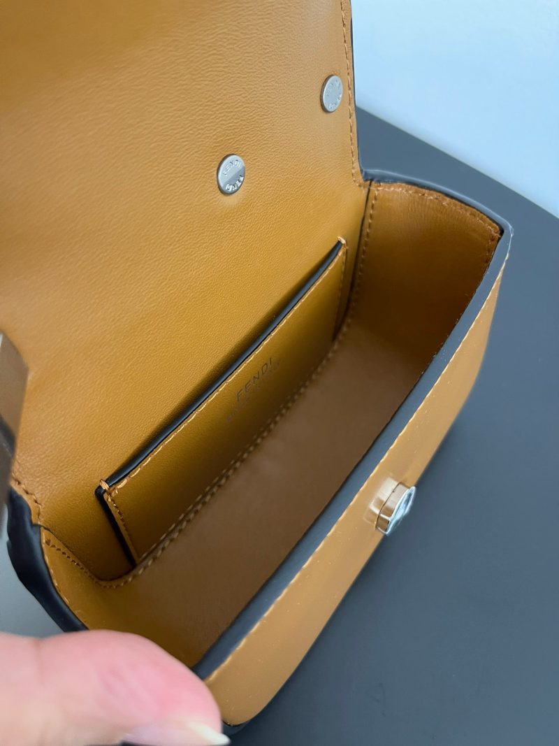 FendiI MINI FIRST SIGHT 13 BAG IN COPPER BROWN CALFSKIN WITH SILVER HARDWARE