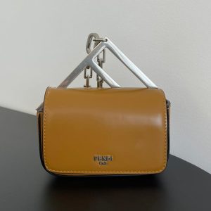 FendiI MINI FIRST SIGHT 13 BAG IN COPPER BROWN CALFSKIN WITH SILVER HARDWARE