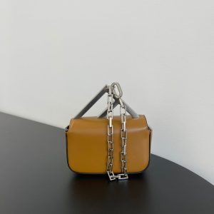 FendiI MINI FIRST SIGHT 13 BAG IN COPPER BROWN CALFSKIN WITH SILVER HARDWARE