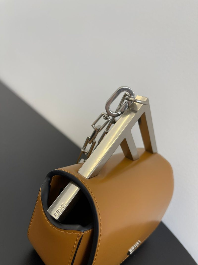 FendiI MINI FIRST SIGHT 13 BAG IN COPPER BROWN CALFSKIN WITH SILVER HARDWARE