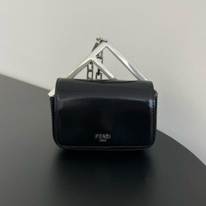 FendiI MINI FIRST SIGHT 13 BAG IN BLACK CALFSKIN WITH SILVER HARDWARE