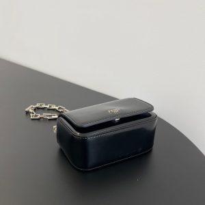 FendiI MINI FIRST SIGHT 13 BAG IN BLACK CALFSKIN WITH SILVER HARDWARE