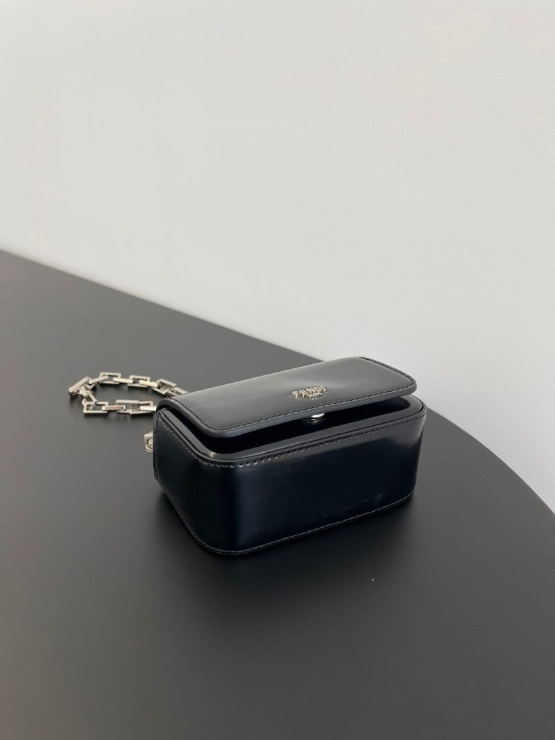 FendiI MINI FIRST SIGHT 13 BAG IN BLACK CALFSKIN WITH SILVER HARDWARE