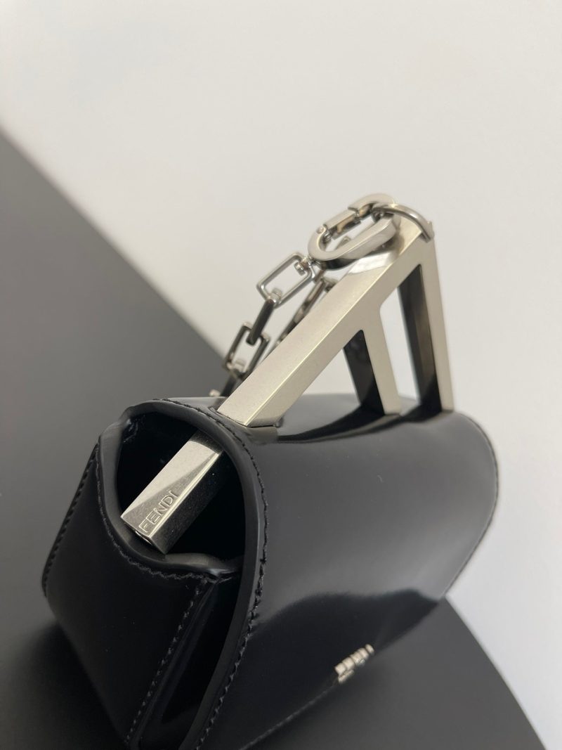 FendiI MINI FIRST SIGHT 13 BAG IN BLACK CALFSKIN WITH SILVER HARDWARE