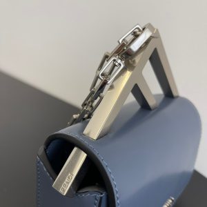 FendiI MINI FIRST SIGHT 13 BAG IN PIGEON BLUE CALFSKIN WITH SILVER HARDWARE