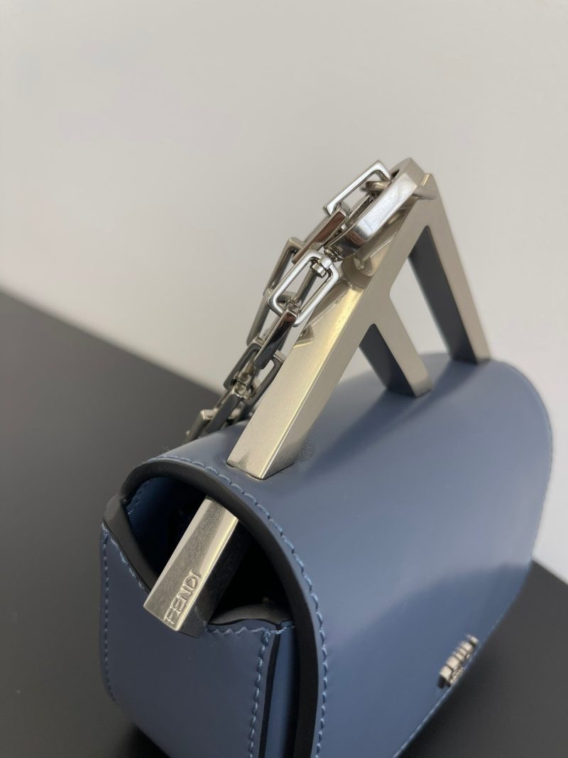 FendiI MINI FIRST SIGHT 13 BAG IN PIGEON BLUE CALFSKIN WITH SILVER HARDWARE