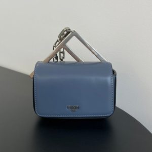 FendiI MINI FIRST SIGHT 13 BAG IN PIGEON BLUE CALFSKIN WITH SILVER HARDWARE