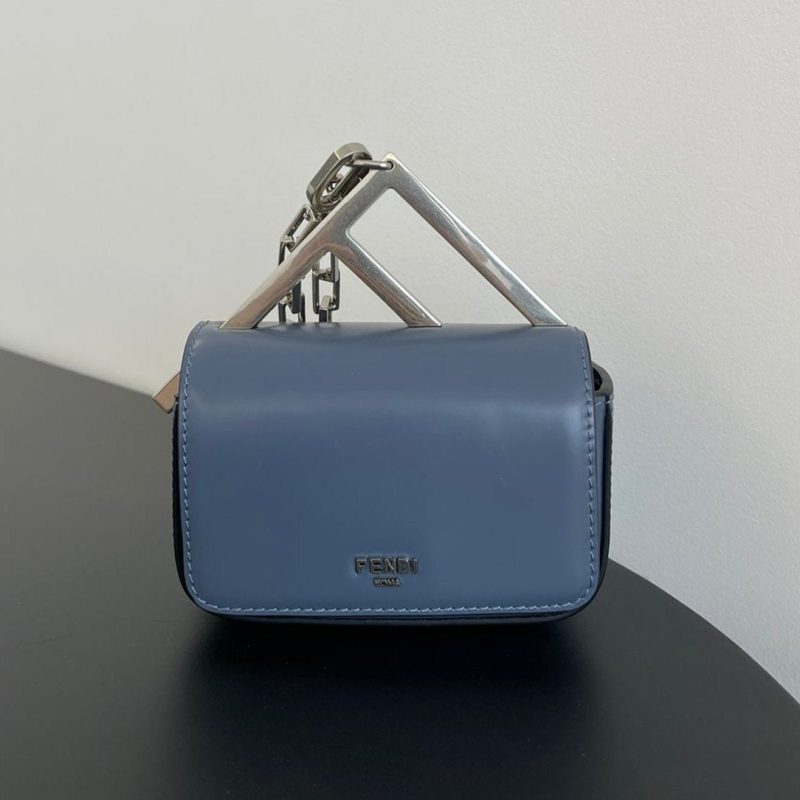 FendiI MINI FIRST SIGHT 13 BAG IN PIGEON BLUE CALFSKIN WITH SILVER HARDWARE