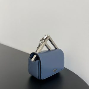 FendiI MINI FIRST SIGHT 13 BAG IN PIGEON BLUE CALFSKIN WITH SILVER HARDWARE