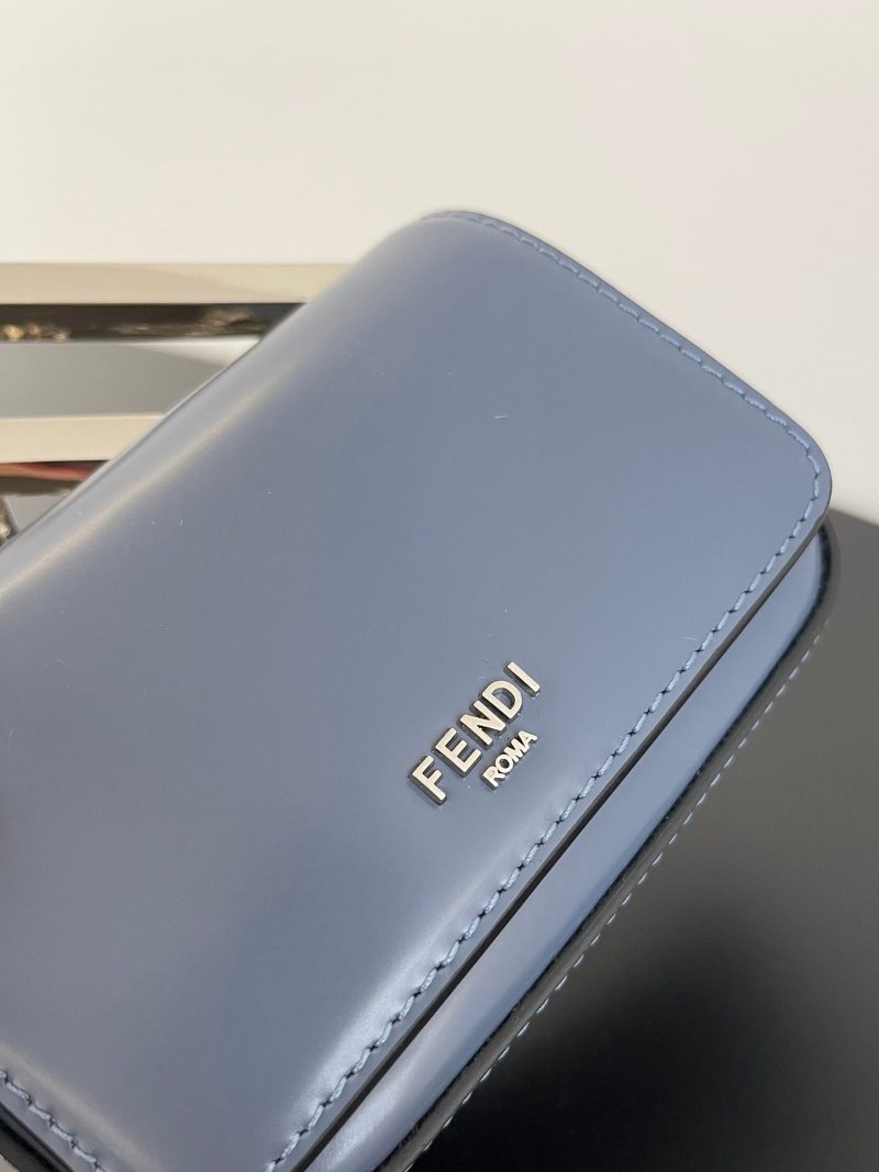 FendiI MINI FIRST SIGHT 13 BAG IN PIGEON BLUE CALFSKIN WITH SILVER HARDWARE