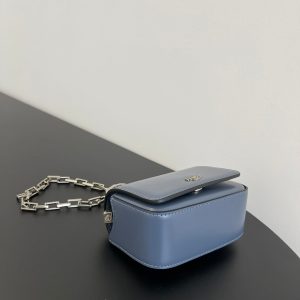 FendiI MINI FIRST SIGHT 13 BAG IN PIGEON BLUE CALFSKIN WITH SILVER HARDWARE