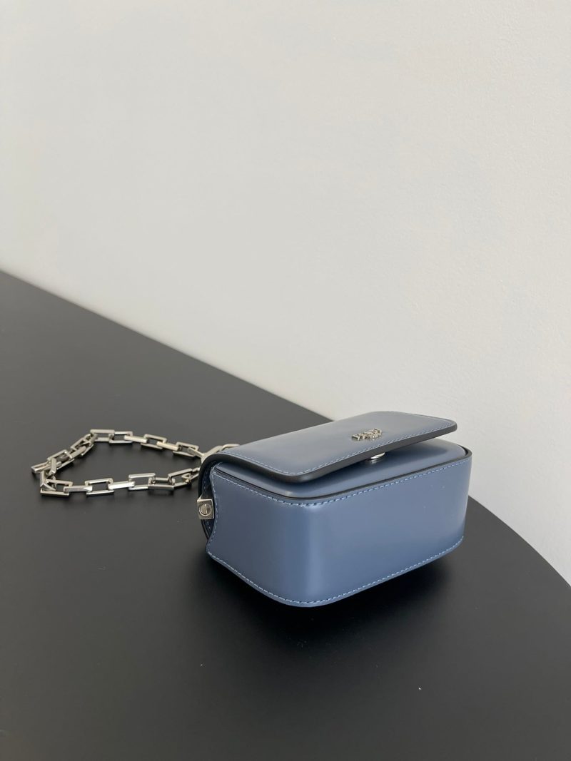 FendiI MINI FIRST SIGHT 13 BAG IN PIGEON BLUE CALFSKIN WITH SILVER HARDWARE