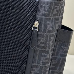 FendiI STRIKE 41 MEDIUM FF BLACK JACQUARD FABRIC BACKPACK
