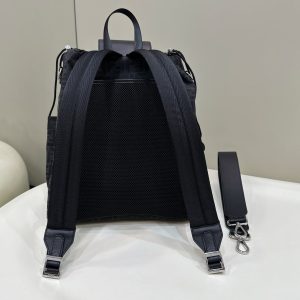 FendiI STRIKE 41 MEDIUM FF BLACK JACQUARD FABRIC BACKPACK