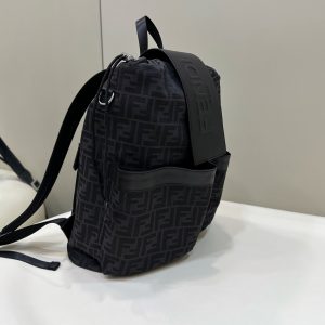 FendiI STRIKE 41 MEDIUM FF BLACK JACQUARD FABRIC BACKPACK