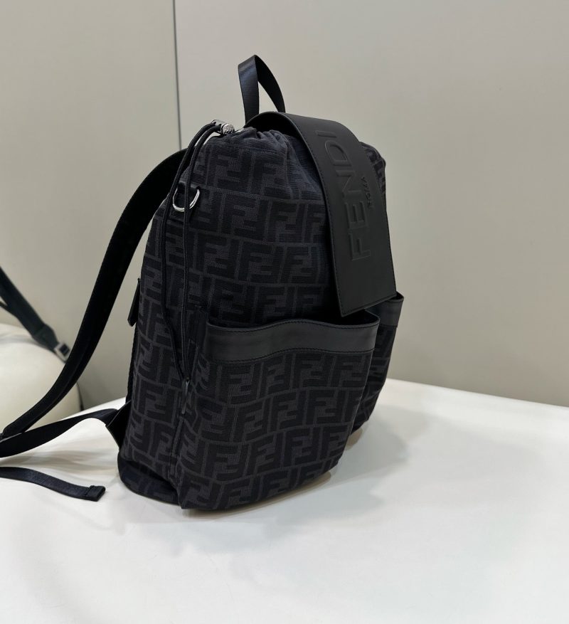 FendiI STRIKE 41 MEDIUM FF BLACK JACQUARD FABRIC BACKPACK