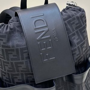 FendiI STRIKE 41 MEDIUM FF BLACK JACQUARD FABRIC BACKPACK