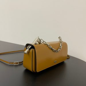 FendiI MINI FIRST SIGHT 23 BAG IN COPPER BROWN CALFSKIN WITH SILVER HARDWARE
