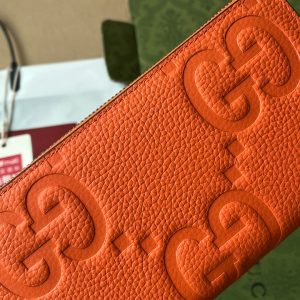 FULL-ZIP WALLET 19 IN ORANGE EMBOSSED CALFSKIN