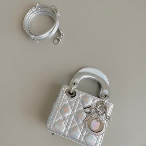 MICRO LADY 12 BAG IN SILVER LAMBSKIN