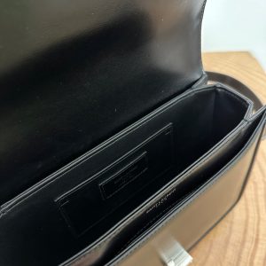 YSL Solferino Small Satchel Bag Black Silver Calfskin 339491