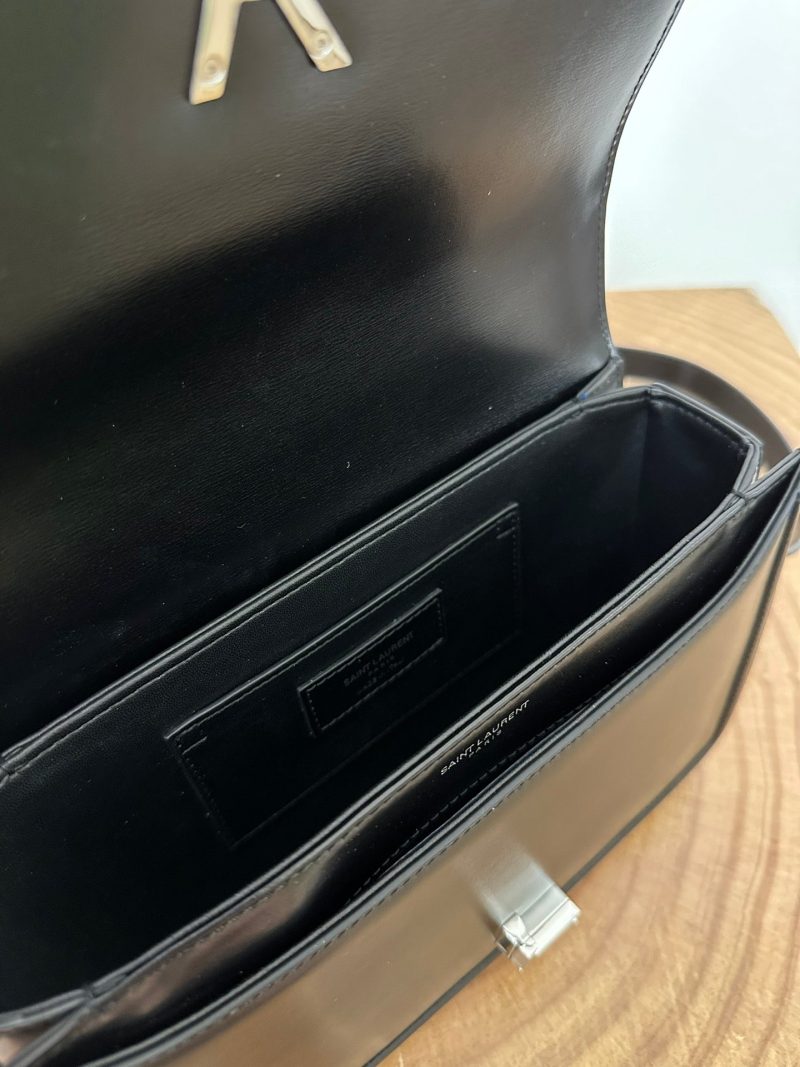 YSL Solferino Small Satchel Bag Black Gold Calfskin 339504