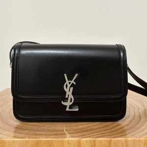 YSL Solferino Small Satchel Bag Black Gold Calfskin 339504