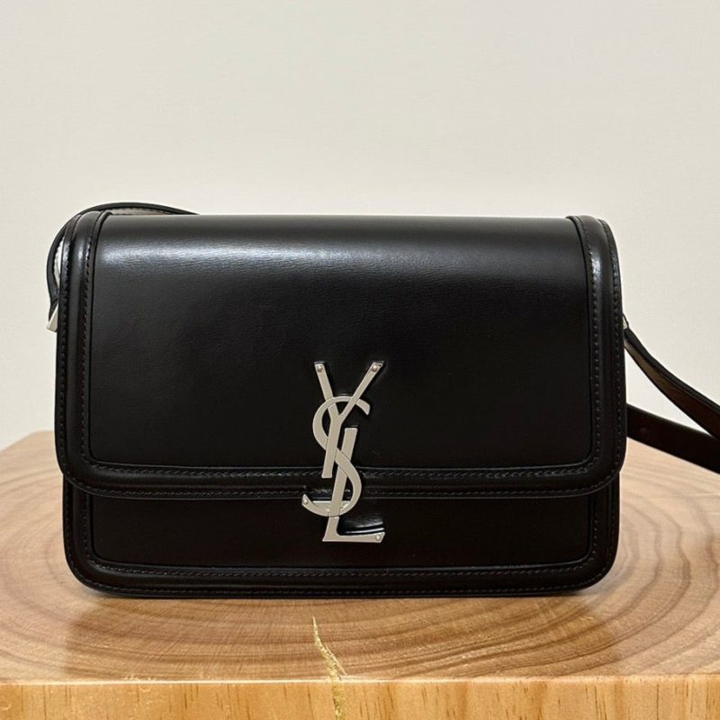 YSL Solferino Small Satchel Bag Black Gold Calfskin 339504