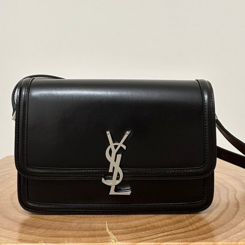 YSL Solferino Small Satchel Bag Black Silver Calfskin 339491