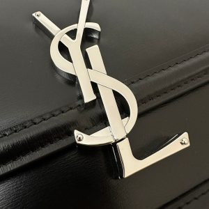 YSL Solferino Small Satchel Bag Black Silver Calfskin 339491