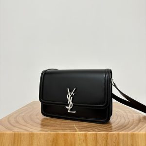 YSL Solferino Small Satchel Bag Black Gold Calfskin 339504