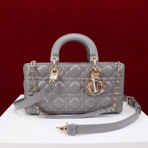 medium lady d-joy 26 grey lambskin