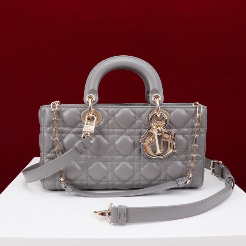 medium lady d-joy 26 grey lambskin