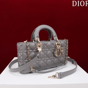 medium lady d-joy 26 grey lambskin