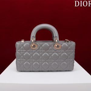 medium lady d-joy 26 grey lambskin