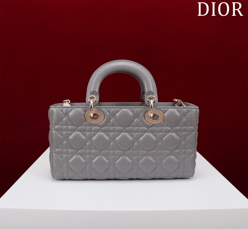 medium lady d-joy 26 grey lambskin