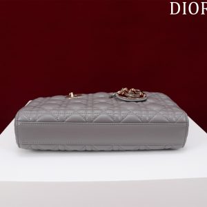 medium lady d-joy 26 grey lambskin