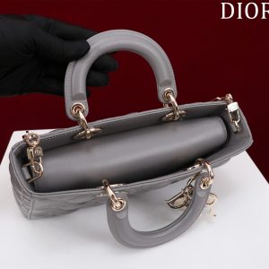 medium lady d-joy 26 grey lambskin