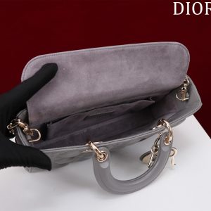 medium lady d-joy 26 grey lambskin